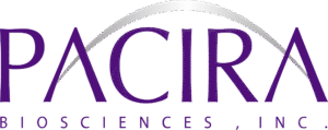 Pacira Biosciences logo in purple with silver arc