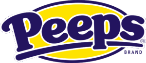 Peeps logo in purple and yellow with playful lettering
